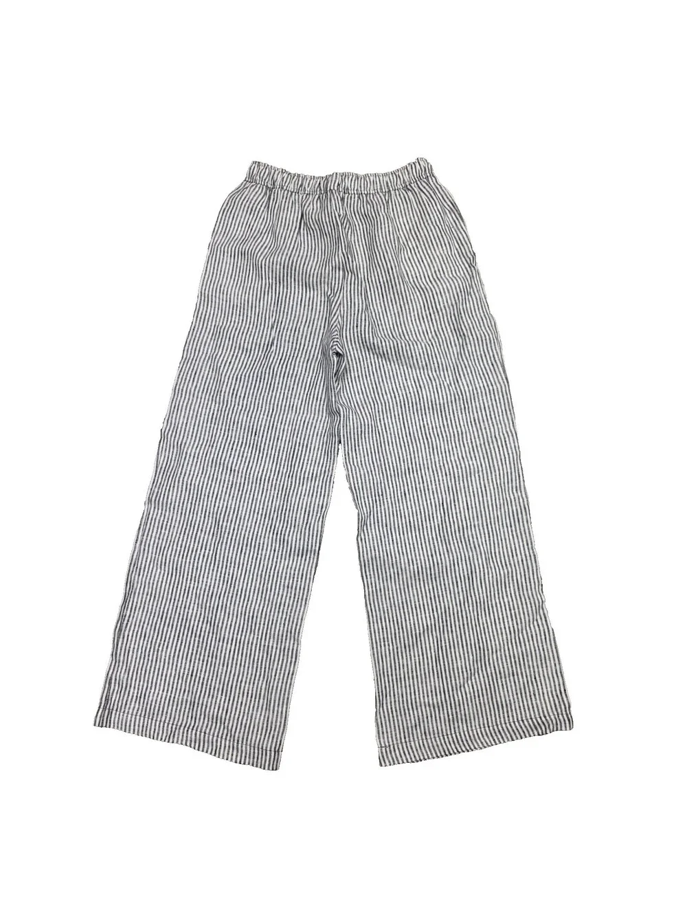 Reformation Womens  Ava Linen Pants Wide Leg Vineyard Striped Black White S